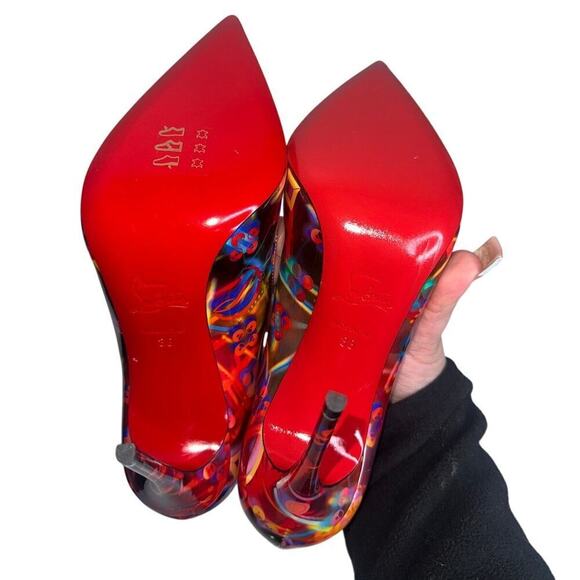 Christian Louboutin Hot Chick 100 Multicolor Discolaser Patent Leather Pumps 38 - Picture 5 of 7